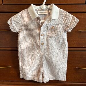 First Impressions Brown Gingham Shortall 6/9